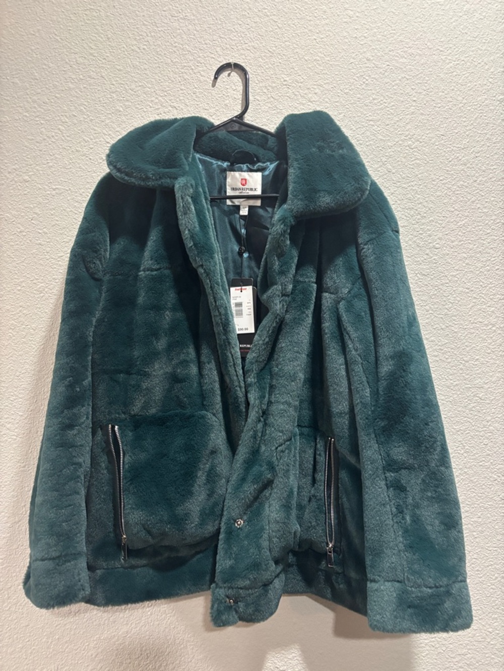 Urban Republic Teal Faux Fur Coat